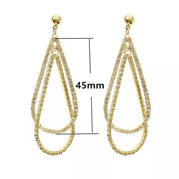 🔥NEW 18K Yellow Gold Diamond Long Drop Earrings🔥 - Picture 5 of 6